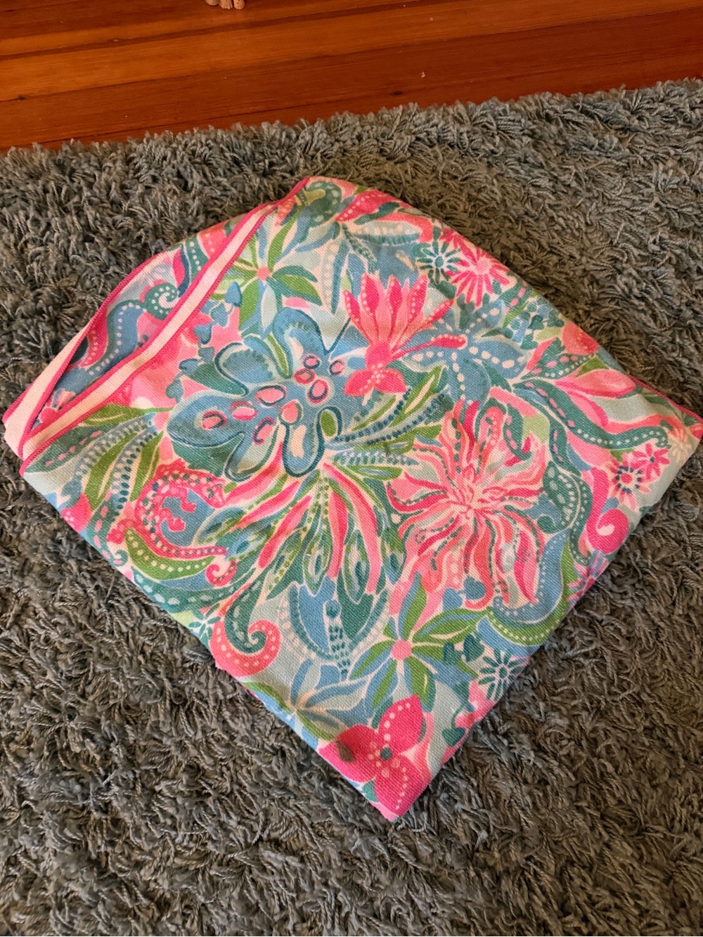 Lilly Pulitzer Pink, Aqua & Green Tropical Print beach towel